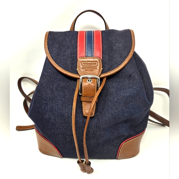 Coach Vintage Denim and Leather Backpack - Picture 1 of 12